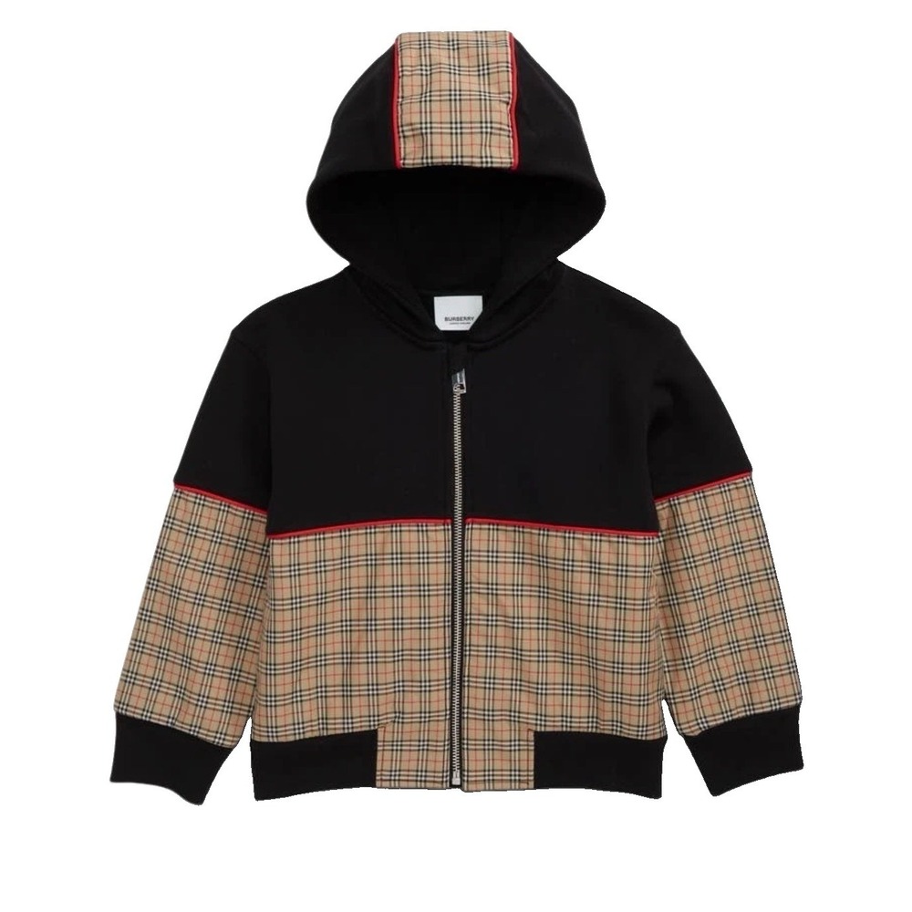 Burberry Baby Boy 6-9 Months Black Nova Check Jonah Hoodie Zip Jacket